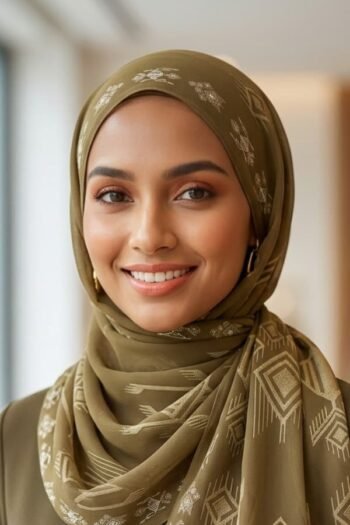 Printed Chiffon Hijab For Women - 042